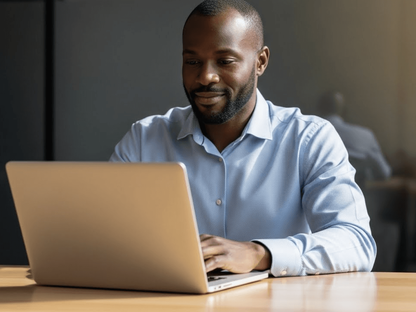 Professional using laptop